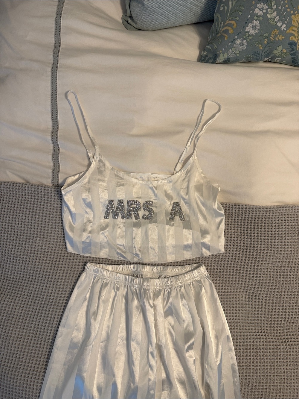 Ivory Satin Wedding Sleepwear Set Mrs. A